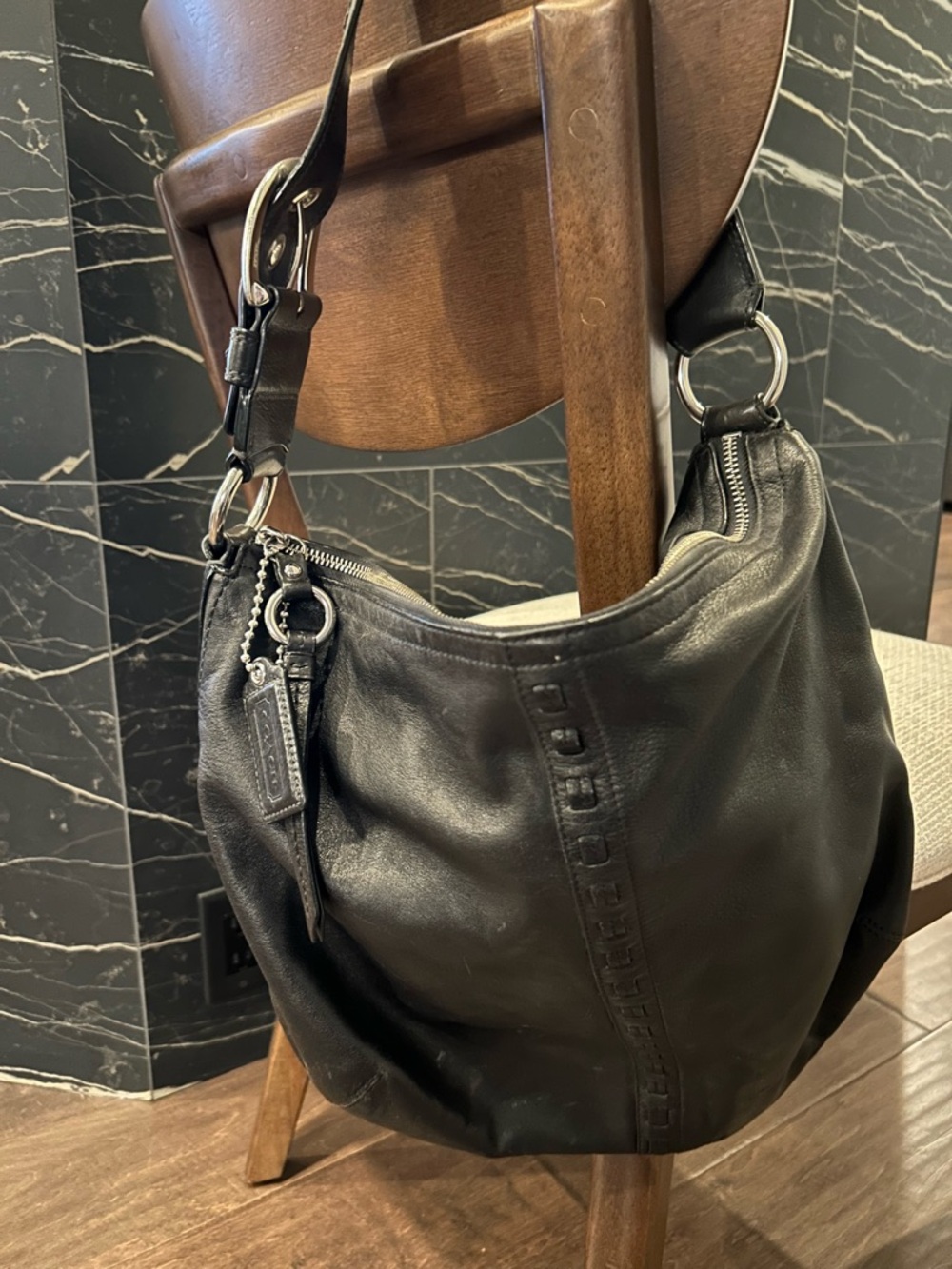 Coach Black Leather Hobo Shoulder Bag - Picture 3 of 4
